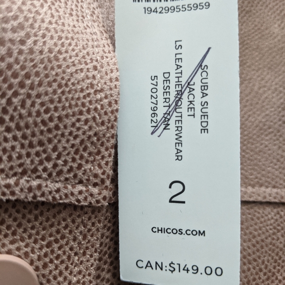 Chico's Scuba Suede Jacket Desert Tan - Picture 10 of 13